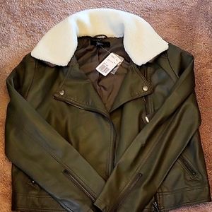Green faux leather jacket